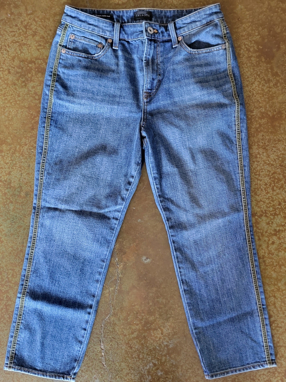 Talbots Women's Blue Side-Stripe Modern Ankle Jeans Sz 8 Petite